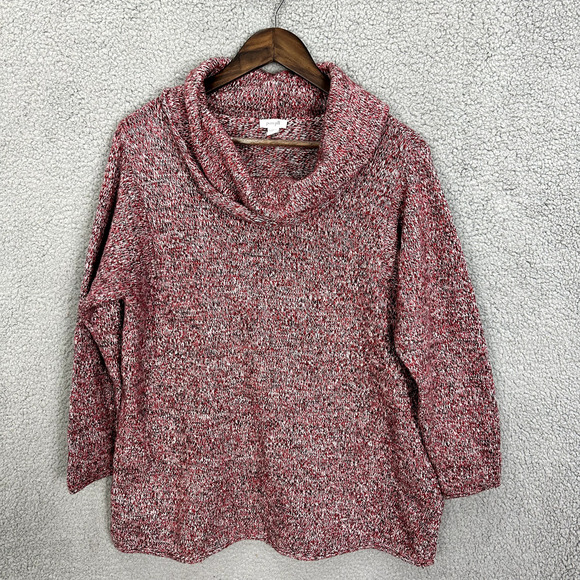 J. Jill Purejill Sweater Womens Large Red Cowl Neck Pullover Oversized Cozy Warm - Picture 1 of 7